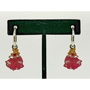 Sleeping Beauty Earrings Disney Pink Enamel Dangle Hoop Walt Disney World